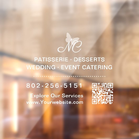 エレガントなビジネス モノグラム QR コード 電話番号 カー ウィンドウサイン (シート2)