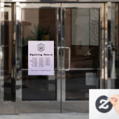 エレガントなビジネス ロゴ & オープニング アワーズ ライトブルー ウィンドウサイン (オフィスドア)