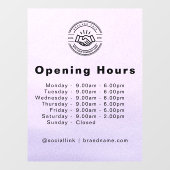 エレガントなビジネス ロゴ & オープニング アワーズ ライトブルー ウィンドウサイン (シート)