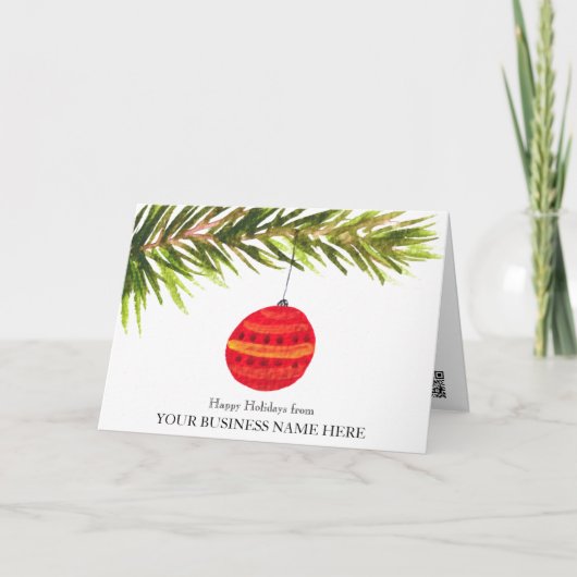 エレガントなビジネス ロゴ QR コード クリスマス オーナメント サンキューカード (正面)