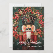 エレガントなビンテージのクリスマスナッツクラッカー ホリデー シーズンカード (正面)