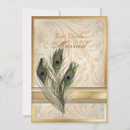 エレガントなビンテージのダマスクペコンのリハーサルディナー 招待状 (正面)