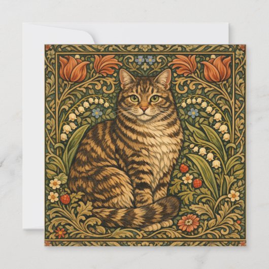 エレガントなビンテージの猫の花の植物画 (正面)