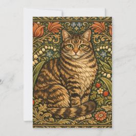エレガントなビンテージの猫の花の植物画 招待状