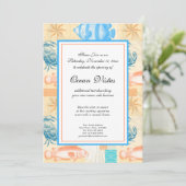 エレガントなビンテージの魚介類コラージュ 招待状 (スタンド正面)