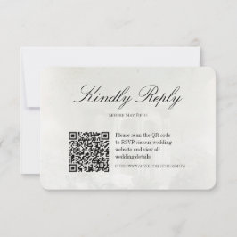 エレガントなビンテージオイルペインティングの結婚式+QRコード 出欠カード