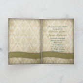 エレガントなビンテージクリームダマスクペコックウェディング 招待状 (内部)