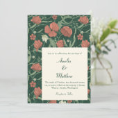 エレガントなビンテージ ラスティック グリーン レッド フローラル ウェディング 招待状 (スタンド正面)