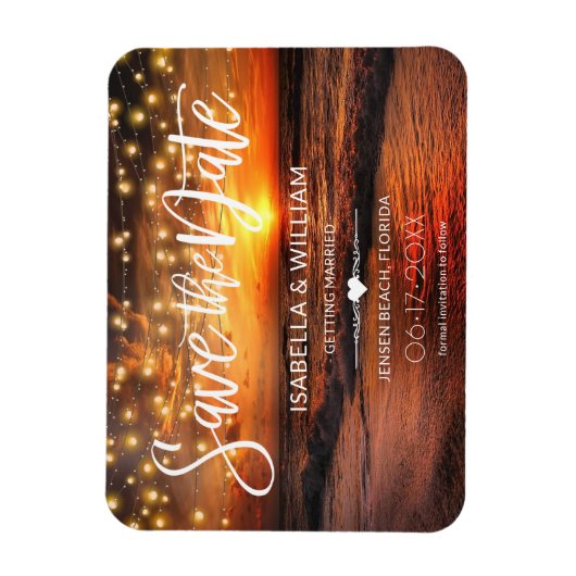 エレガントなビーチの夏の結婚式の保存日付 マグネット (縦)