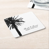 エレガントなビーチの行先の結婚披露宴のコースター スクエアペーパーコースター (アングル)