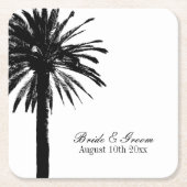 エレガントなビーチの行先の結婚披露宴のコースター スクエアペーパーコースター (正面)