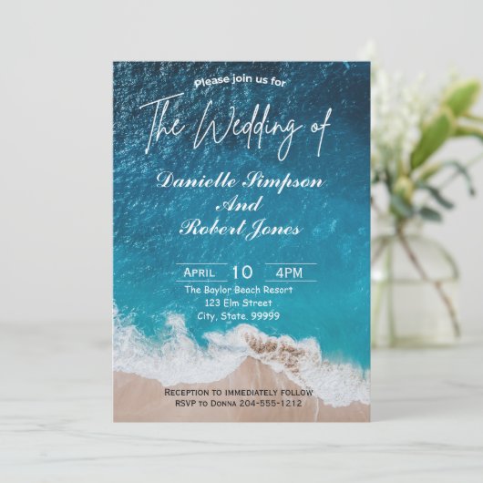 エレガントなビーチウェディングの招待状 招待状 (スタンド正面)
