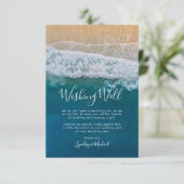 エレガントなビーチブルーオーシャンウェディングウィッシュウェル エンクロージャーカード (スタンド正面)