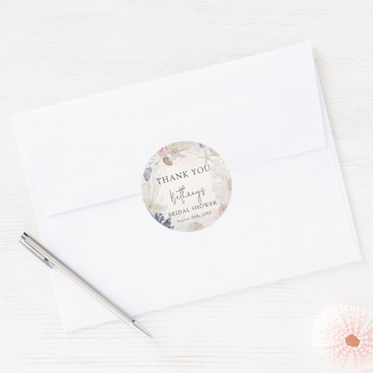 エレガントなビーチ ナウチカル ブライダルシャワー 感謝 ラウンドシール (封筒)