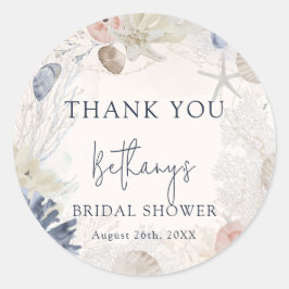 エレガントなビーチ ナウチカル ブライダルシャワー 感謝 ラウンドシール