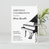 エレガントなピアノのクラシックバースデー 招待状 (スタンド正面)