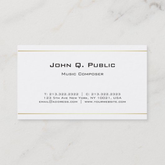 エレガントなピアノの教師音楽作曲家のプロフェッショナル 名刺 (裏面)