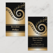 エレガントなピアノ鍵および音楽ノート 名刺 (正面/裏面)