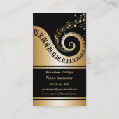 エレガントなピアノ鍵および音楽ノート 名刺 (裏面)