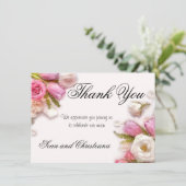 エレガントなピンクおよび白い春の花柄の水彩画 サンキューカード (スタンド正面)