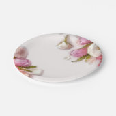 エレガントなピンクおよび白い春の花柄の水彩画 ペーパープレート (アングル)