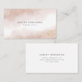 エレガントなピンクおよび金ゴールドのグリッターの水彩画 名刺 (正面/裏面)