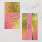 エレガントなピンクおよび金ゴールドホイルの一見の名刺 名刺 (正面/裏面)