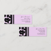 エレガントなピンクおよび黒い花の名刺 スキニー名刺 (正面/裏面)