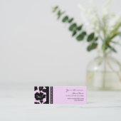 エレガントなピンクおよび黒い花の名刺 スキニー名刺 (スタンド正面)