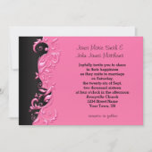 エレガントなピンクおよび黒く派手な結婚式招待状 招待状 (正面)