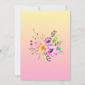 エレガントなピンクとイエローのペチュニアの花のウェディング 招待状 (裏面)