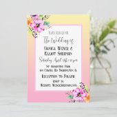 エレガントなピンクとイエローのペチュニアの花の結婚式 招待状 (スタンド正面)