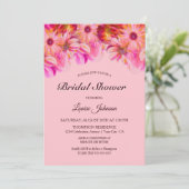 エレガントなピンクとイエローの花のブライダルシャワー 招待状 (スタンド正面)