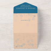 エレガントなピンクとオシアンブルーの結婚式 オールインワン招待状 (外側)