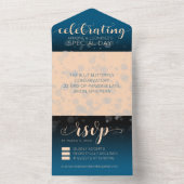 エレガントなピンクとオシアンブルーの結婚式 オールインワン招待状 (内側)