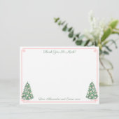 エレガントなピンクとグリーンのシノワズリーデザインのウェディングシャワー サンキューカード (スタンド正面)