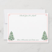エレガントなピンクとグリーンのチャイナ風ウェディングシャワー サンキューカード (正面)