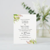 エレガントなピンクとグリーンのチューリップのウェディング・ウォーターカラー 招待状 (スタンド正面)
