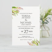 エレガントなピンクとグリーンのチューリップのウェディング・ウォーターカラー 招待状 (スタンド正面)