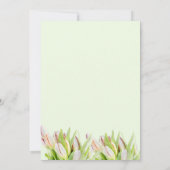 エレガントなピンクとグリーンのチューリップのサマーウェディング 招待状 (裏面)