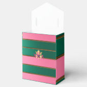 エレガントなピンクとグリーンのモノグラム入り フェイバーボックス (オープン)