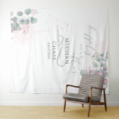 エレガントなピンクとグリーンのユーカリ タペストリー (インサイチュ(横))