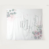 エレガントなピンクとグリーンのユーカリ タペストリー (正面(横))