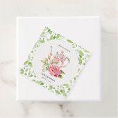 エレガントなピンクとグリーンの花のブライダルシャワー フェイバータグ (インサイチュ)