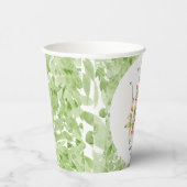 エレガントなピンクとグリーンの花のブライダルシャワー 紙コップ (右)