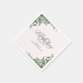 エレガントなピンクとグリーンの花 女性の50歳の誕生日 スタンダードカクテルナプキン (角)