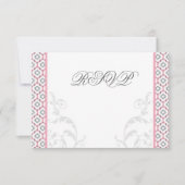 エレガントなピンクとグレーのガーデンウェディング招待状 出欠カード (正面)