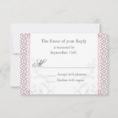 エレガントなピンクとグレーのガーデンウェディング招待状 出欠カード (裏面)