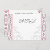 エレガントなピンクとグレーのガーデンウェディング招待状 出欠カード (正面/裏面)