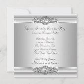 エレガントなピンクとグレーの誕生日パーティー 招待状 (裏面)